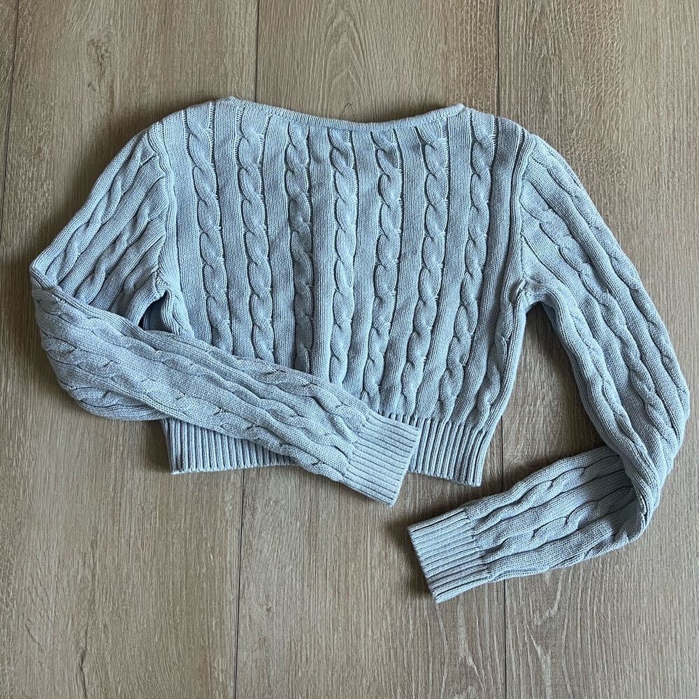 John Galt Brandy Melville Cable Knit Cropped Sweater - Light Blue size XS - Picture 4 of 5